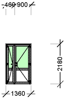 Alt C48:Дверь входная открывание наружу, Alt C48, Дверная фурнитура, 2350х1400, Коричневый 8017, Кор